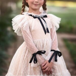 Trish Scully Girls Elle Ruffle Lace Dress Ivory 8